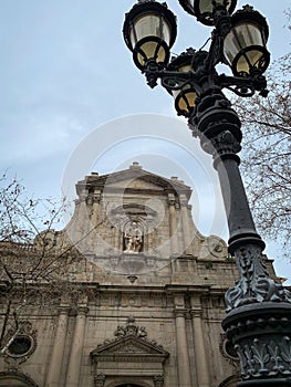 Low angle view of Facade of the church de Sant Miquel del Port in the PlaÃÂ§a de la Barceloneta photo