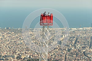 Barcelona, Spain -March 15, 2019: Observation deck on the top of the city, in Tibidabo, Barcelona