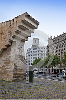 Barcelona, Spain. Monument to Francesc Macia in Placa de Catalunya. photo