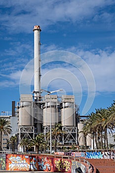 Barcelona, Spain-November 1, 2023. TERSA Biogas Energy Utilization Plant, production and commercialization of electric energy,