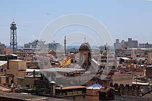 Barcelona, Spain, old city skyline taken from the roofs