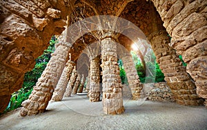 Barcelona, Spain. Park Guell. Antonio Gaudi Architecture