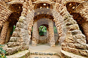 Barcelona, Spain. Park Guell. Antonio Gaudi Architecture