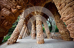 Barcelona, Spain. Park Guell. Antonio Gaudi Architecture