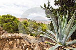 Barcelona, Spain - September 22, 2021: The Parc Guell in La Salut at Carmel Hill. The architectural features  created by Antoni