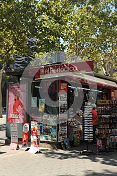 Barcelona, Spain - september 29th, 2019: Kiosk in  Barcelona