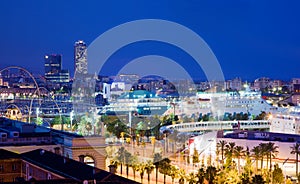 Barcelona, Spain skyline at night