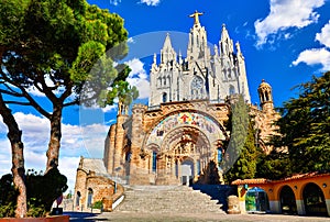 Barcelona, Spain. Tibidabo Cathedral Temple of the Sacred Heart photo