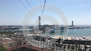 Barcelona, Spain. A train is parked on the side of a building