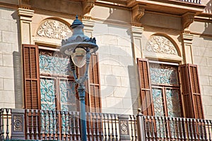 Barcelona streets in historic Las Ramblas quarter photo