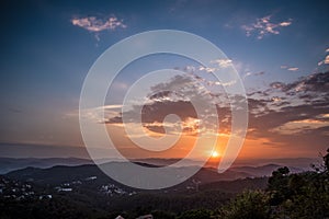 Barcelona Sunset from Mountain Tibidado