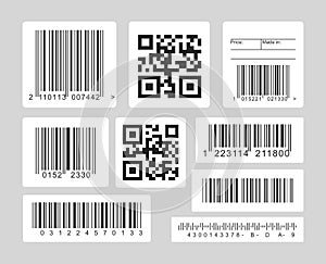 Barcode black and white vector illustrations set
