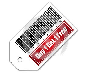 Barcode with Buy 1 Get 1 Free