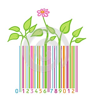 Barcode with flower and leaves