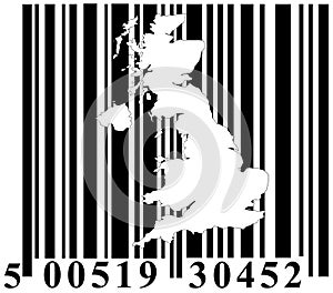 Barcode with Great Britain outline