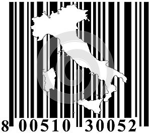 Barcode with Italy outline