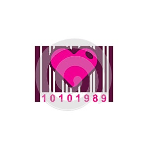 Barcode Love Logo Icon Design