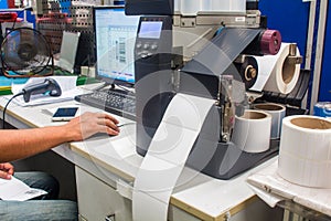 Barcode printer and barcode label with ribbon