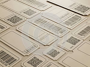Barcode and qr code labels isolated on white background