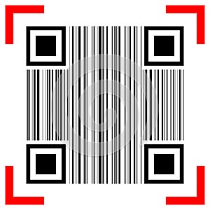 barcode and qr code with red scanner on white,vector illustration