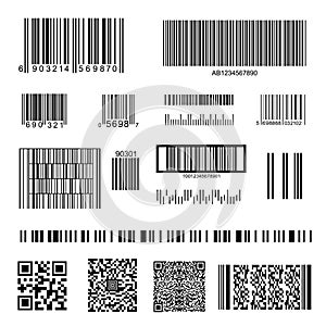 Barcode and QR Code Set. Vector