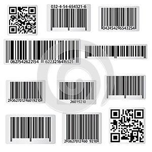 Barcode And Qr Code Sticker Collection. Vector Illustration