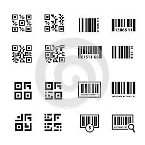 Barcode and QR Code Vector set