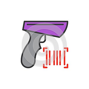 Barcode scanner filled outline icon, vector sign