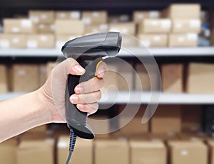 Barcode scanner in hand