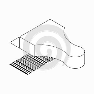 Barcode scanner icon, isometric 3d style