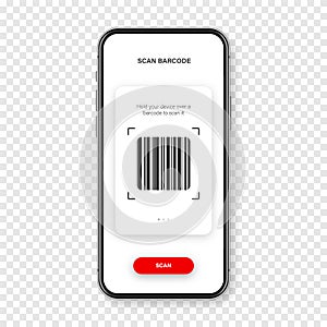 Barcode scanner, reader app for smartphone. Identification tracking code. Serial number, product ID with digital