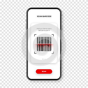 Barcode scanner, reader app for smartphone. Identification tracking code. Serial number, product ID with digital