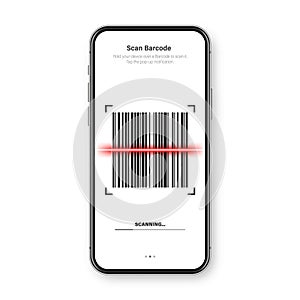 Barcode scanner, reader app for smartphone. Identification tracking code. Serial number, product ID with digital
