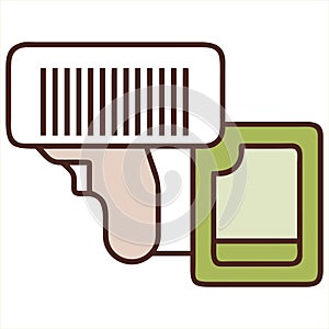 Barcode scanner reading a product label