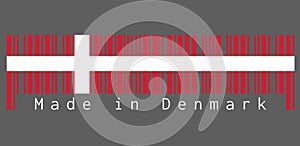 Barcode set the color of Denmark flag, red with a white Scandinavian cross that extends to the edges of the flag. photo