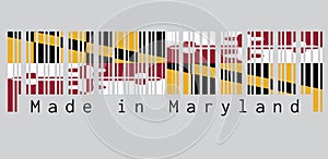 Barcode set the color of Maryland flag, Heraldic banner of George Calvert, 1st Baron Baltimore. text: Made in Maryland.