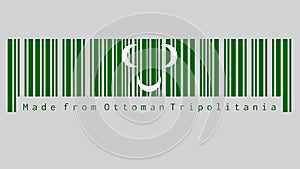 Barcode set the color of Ottoman Tripolitania 18th century flag. Three white crescent on green
