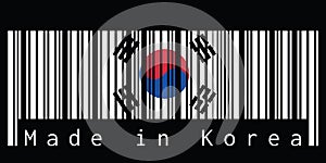 Barcode set the color of South Korea flag, the white color with Taegeuk and black trigrams on black background. photo