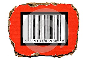 Barcode on Torned Cardboard