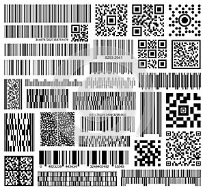 Barcode vector black icon set . Collection vector code of information on white background. Isolated black illustration