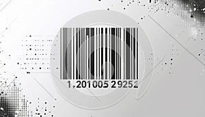Barcode on a white background with digital circuit pattern