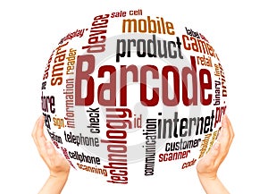 Barcode word cloud sphere concept