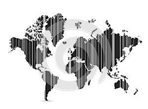 Barcode world map illustration design