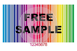 Free sample with barcode on white