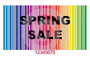 Spring sale with barcode on white
