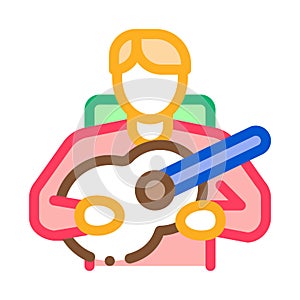 Bard playing on guitar icon vector outline illustration
