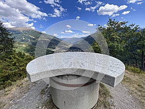 Bardonecchia table in orographic stone with indicated mountains and heights