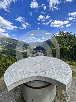 Bardonecchia table in orographic stone with indicated mountains and heights photo