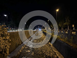Bardonecchia Turin canal of the Dora river that passes through the city night photo