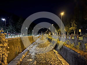 Bardonecchia Turin canal of the Dora river that passes through the city night photo